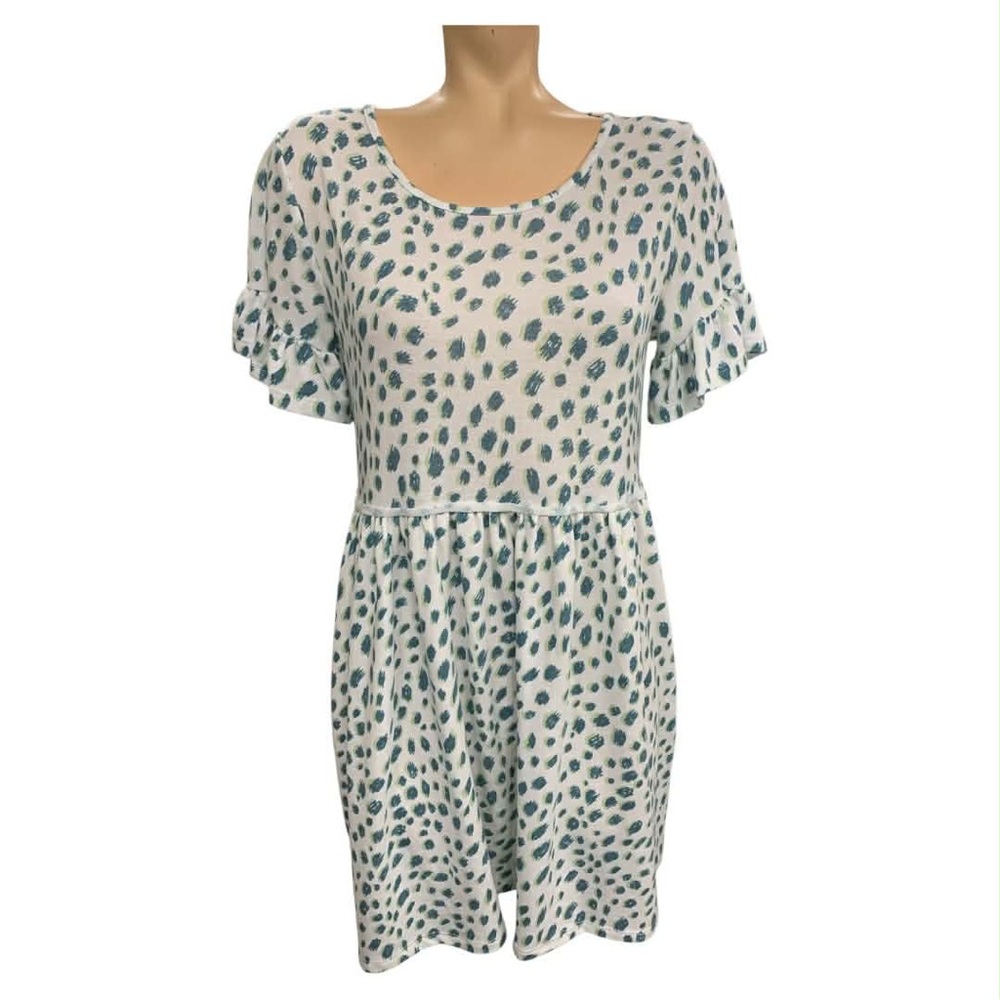 MTS White and Green Mini Dress Size S